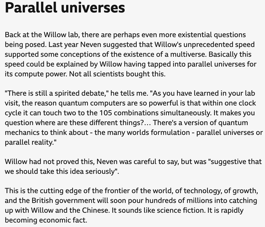 BBC article quote: Neven says parallel universes should be taken seriously