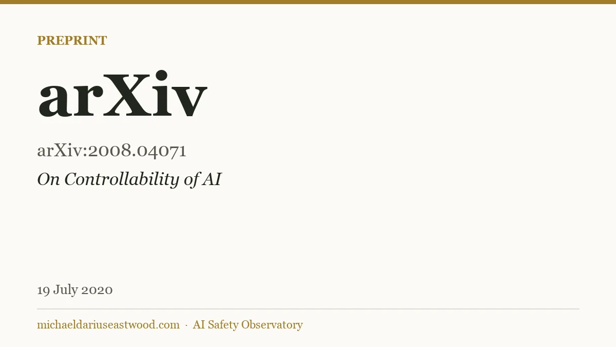 arXiv record card for On Controllability of AI