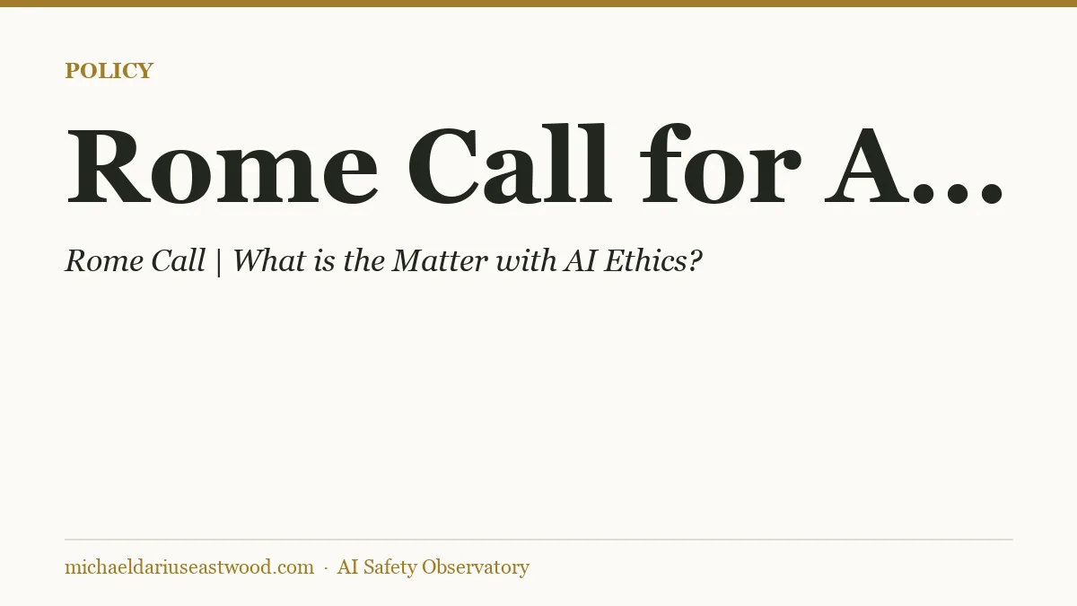 Rome Call for AI Ethics record card for Rome Call | What is the Matter with AI Ethics?